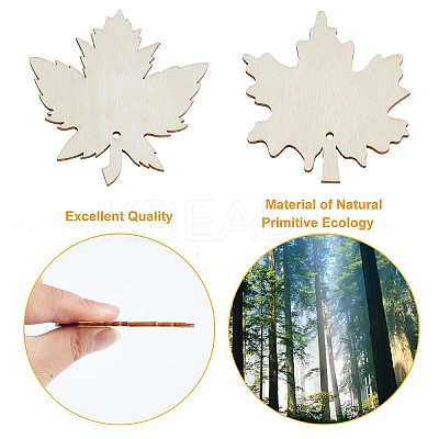 2 Sets 2 Style Autumn Theme Maple Leaf Unfinished Cutouts Wooden Decoration WOCR-GF0001-01-1