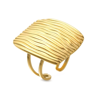304 Stainless Steel Open Cuff Ring for Women RJEW-B109-03G-03-1