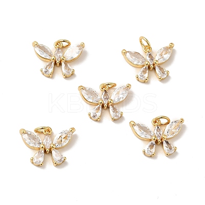 Rack Plating Brass Micro Pave Clear Cubic Zirconia Pendants KK-H431-15G-1