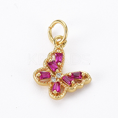 Brass Cubic Zirconia Charms KK-N227-80-NF-1