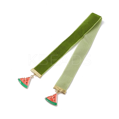 Fruit Alloy Enamel Pendant Bookmarks AJEW-JK00218-1