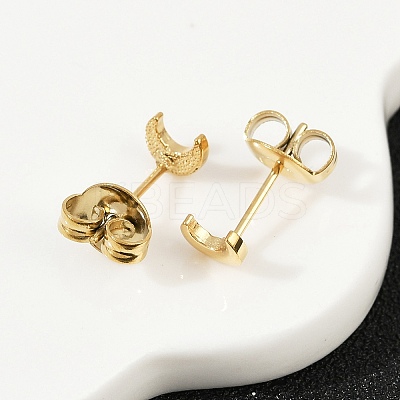 304 Stainless Steel Moon Stud Earrings EJEW-K268-35G-1