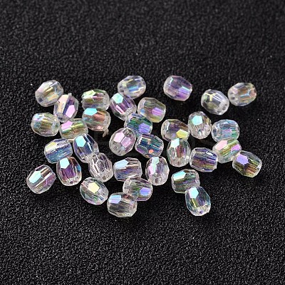 AB Color Plated Eco-Friendly Transparent Acrylic Barrel Beads TACR-L002-3mm-22-1