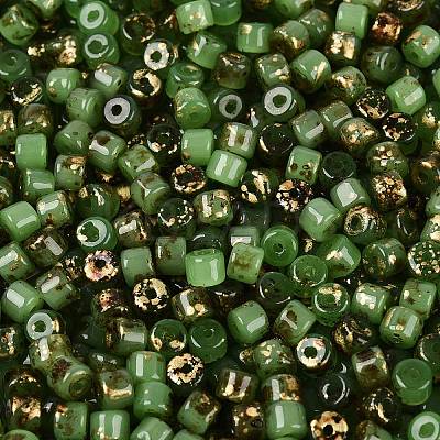 Imitation Jade Picasso Glass Beads SEED-Q039-05A-B01-1