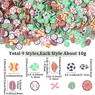 90Pcs 9 Styles Handmade Polymer Clay Beads CLAY-SC0002-77-1