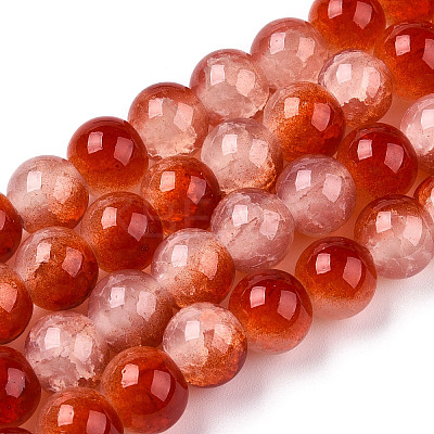 Crackle Baking Paint Imitation Jade Glass Beads Strands DGLA-T003-10mm-10-1