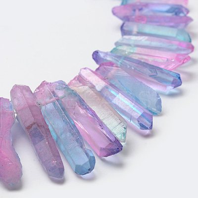 Electroplate Natural Quartz Crystal Beads Strands X-G-F462-01D-1
