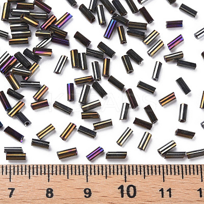 Metallic Colours Glass Bugle Beads SEED-N005-001-D03-1