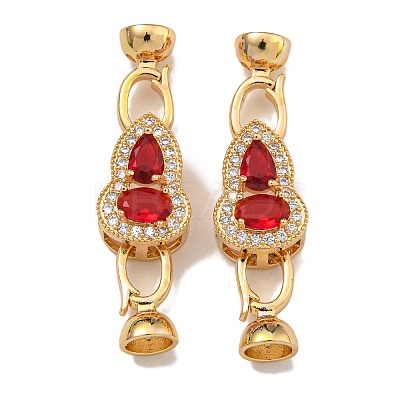 Brass Micro Pave Clear Cubic Zirconia Fold Over Clasps KK-U037-13G-1