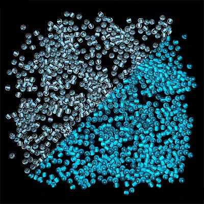 Glow in the Dark Luminous Transparent Glass Round Seed Beads LUMI-PW0004-006A-10-1