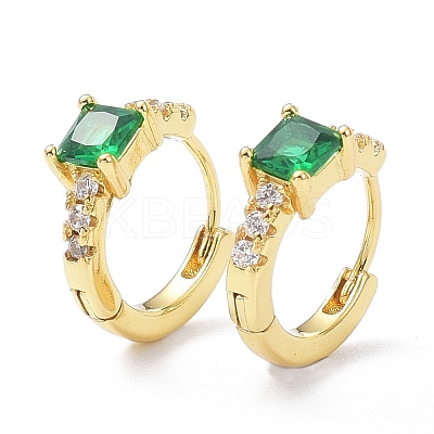 Brass Inlaid Cubic Zirconia Hoop Earrings ZIRC-P090-16G-A-1