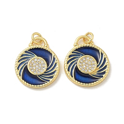 Brass Micro Pave Cubic Zirconia Pendants KK-B124-04G-02-1