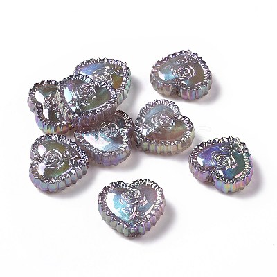 UV Plating Rainbow Iridescent Acrylic Beads OACR-E007-03-1