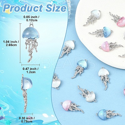 20Pcs 4 Colors Alloy Resin Pendants RESI-YW0005-73-1