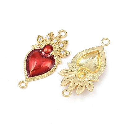 Brass Pave Clear Cubic Zirconia Connector Charms KK-L251-18G-02-1