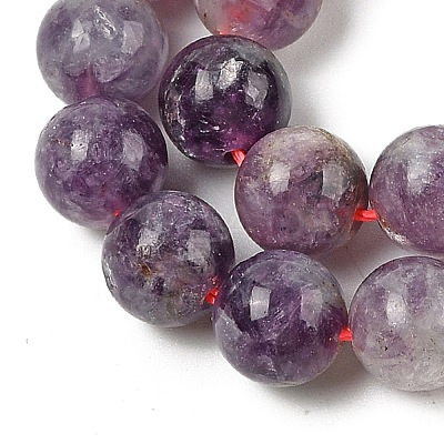 Natural Lepidolite/Purple Mica Stone Beads Strands G-B133-A01-8MM-1