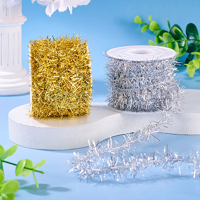 20 Yards 2 Colors Plastic Shiny Tinsel Hanging Garland AJEW-TA0002-16-1