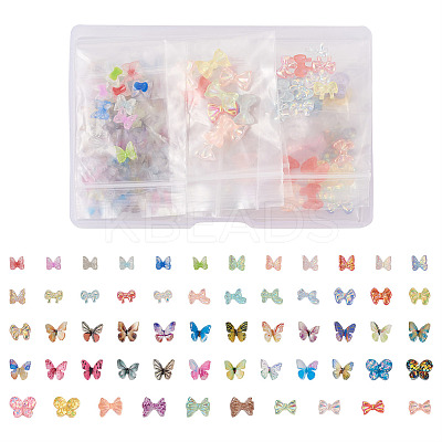 1 Box 195Pcs 21 Colors 3D Butterfly Resin Cabochons MRMJ-PJ0001-04-1