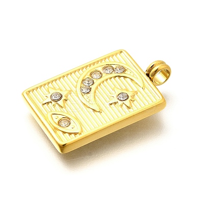 304 Stainless Steel Rhinestone Pendants STAS-M109-14G-01-1