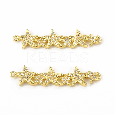 Brass Micro Pave Clear Cubic Zirconia Connector Charms KK-E068-VB075-1