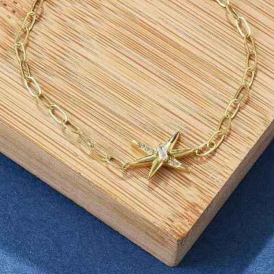 S925 Sterling Silver Micro Pave Cubic Zirconia Link & Charm Bracelets for Women BJEW-K276-02G-1