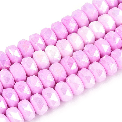 Anti-Tarnish Electroplate Glass Beads Strands GLAA-T025-8mm-11G-1