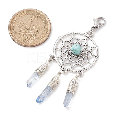 Alloy Woven Net/Web with Synthetic Turquoise Pendants Decorations HJEW-TA00194-02-1