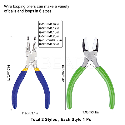 2Pcs 2 Style Jewelry Pliers Kit PT-SC0001-58-1