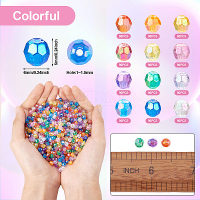 1080Pcs 12 Style Transparent Acrylic Beads PACR-TA0001-11-1