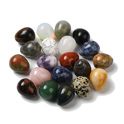 Natural & Synthetic Mixed Gemstone Egg Pocket Palm Stone G-C095-04-1