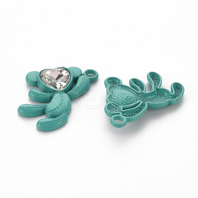 Spray Painted Alloy Rhinestone Pendants PALLOY-Q433-033D-RS-1