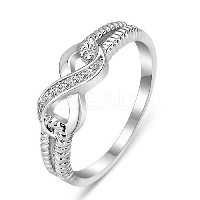 Brass & Clear Cubic Zirconia Finger Rings for Women FS-WGA713C-03-1