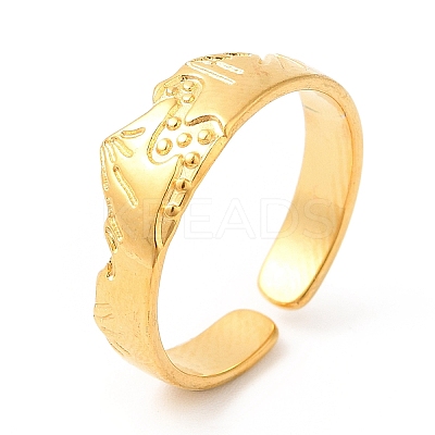 Ion Plating(IP) 201 Stainless Steel Open Cuff Ring RJEW-E063-41G-1