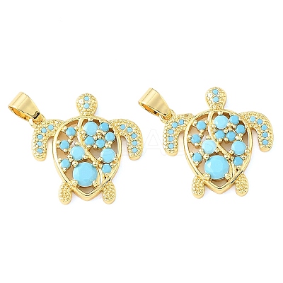 Brass Micro Pave Sky Blue Cubic Zirconia Pendants CU-CBA6938-05G-02-1
