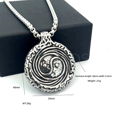 304 Stainless Steel Yin-yang Pendant Necklaces for Men VP1359-1