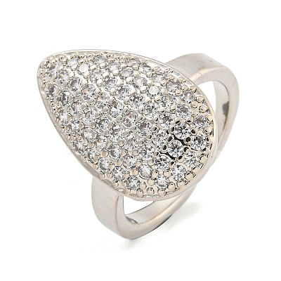 Real Platinum Plated Brass Micro Pave Clear Cubic Zirconia Cuff Rings RJEW-L113-018P-03-1