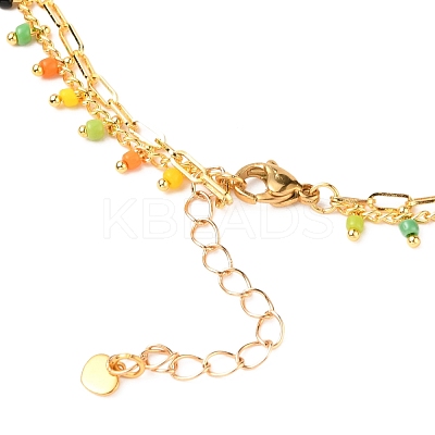 2 Layered Brass Curb Chains Anklets AJEW-AN00311-02-1