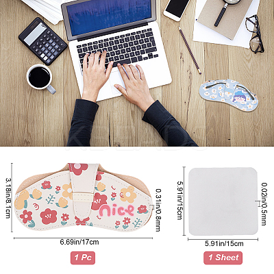 1Pc Flower Printed PU Leather Portable Slim Sunglasses Pouch AJEW-CN0003-25B-1