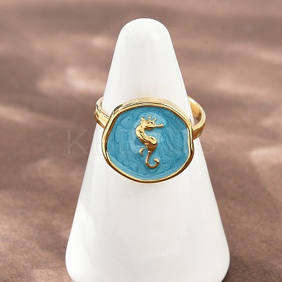 304 Stainless Steel Enamel Open Cuff Rings for Women RJEW-K301-06A-01-1