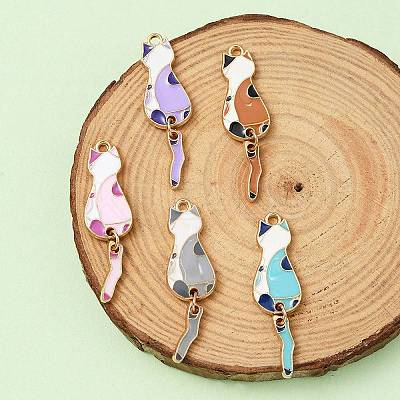 5Pcs 5 Colors Eco-Friendly Alloy Enamel Pendants ENAM-YW0003-57-1