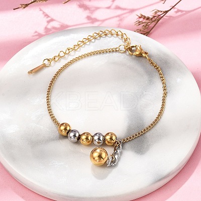304 Stainless Steel Curb Chain Bracelets BJEW-D337-01B-GP-1