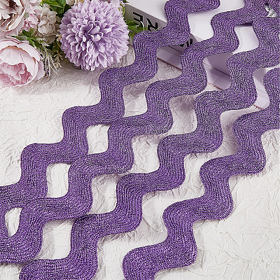 10 Yard Metallic Polyester Wavy Fringe Trim Ribbon SRIB-GF0001-38O-1