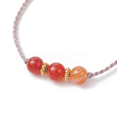 Natural Striped Agate Beads Braided Bead Bracelets for Women BJEW-JB11979-1