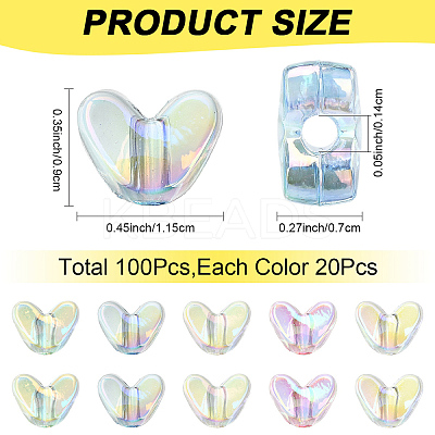 100Pcs 5 Colors UV Plating Transparent Acrylic Beads MACR-YW0004-89-1