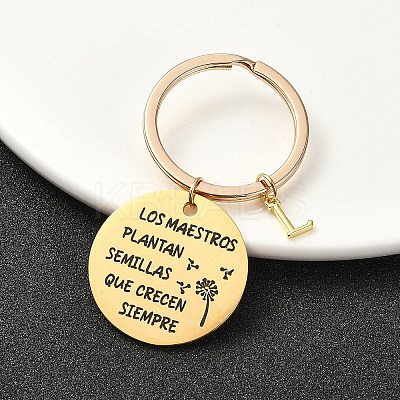 201 Stainless Steel & Brass Letter Keychain KEYC-YW00095-12-1