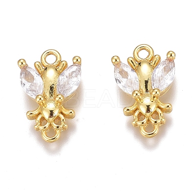 Brass Micro Pave Clear Cubic Zirconia Charms ZIRC-O035-24G-1