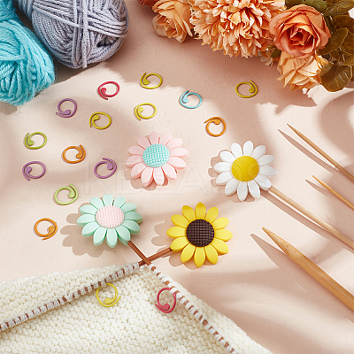 Sunflower Silicone Knitting Needle Point Protectors DIY-NB0010-91-1