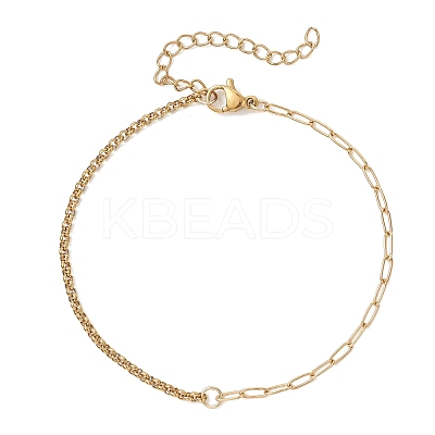 304 Stainless Steel Box & Paperclip Chains Bracelets for Women BJEW-JB13344-1