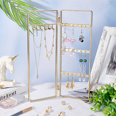 Iron Jewelry Display Folding Screen Stands with 2 Folding Panels EDIS-WH0029-83B-1
