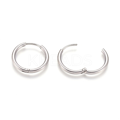 Tarnish Resistant 202 Stainless Steel Huggie Hoop Earrings EJEW-F111A-19mm-P-1